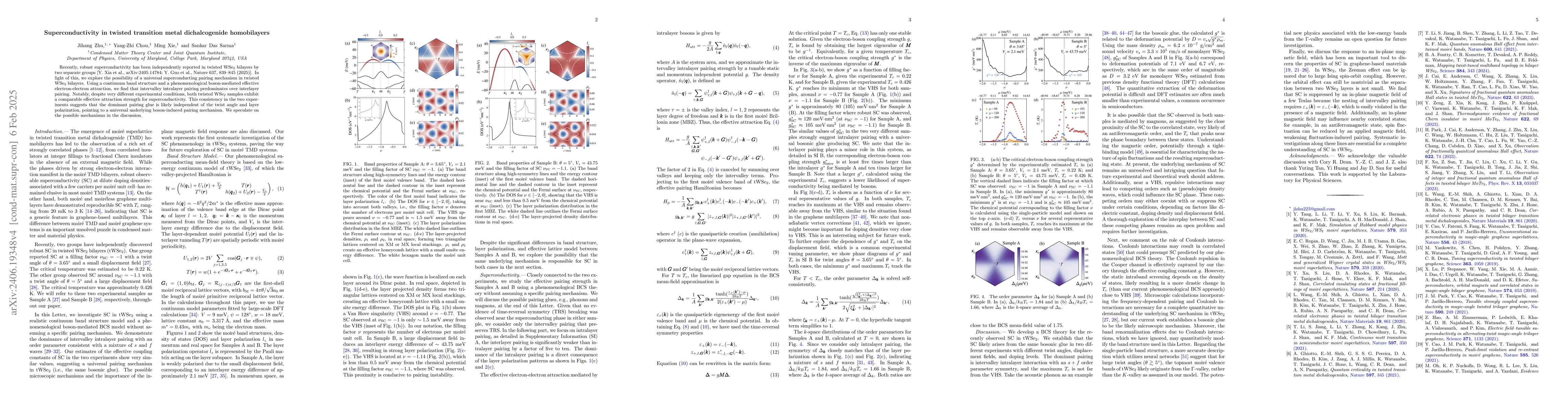 Thumbnail for Theory of superconductivity in twisted transition metal dichalcogenide
  homobilayers