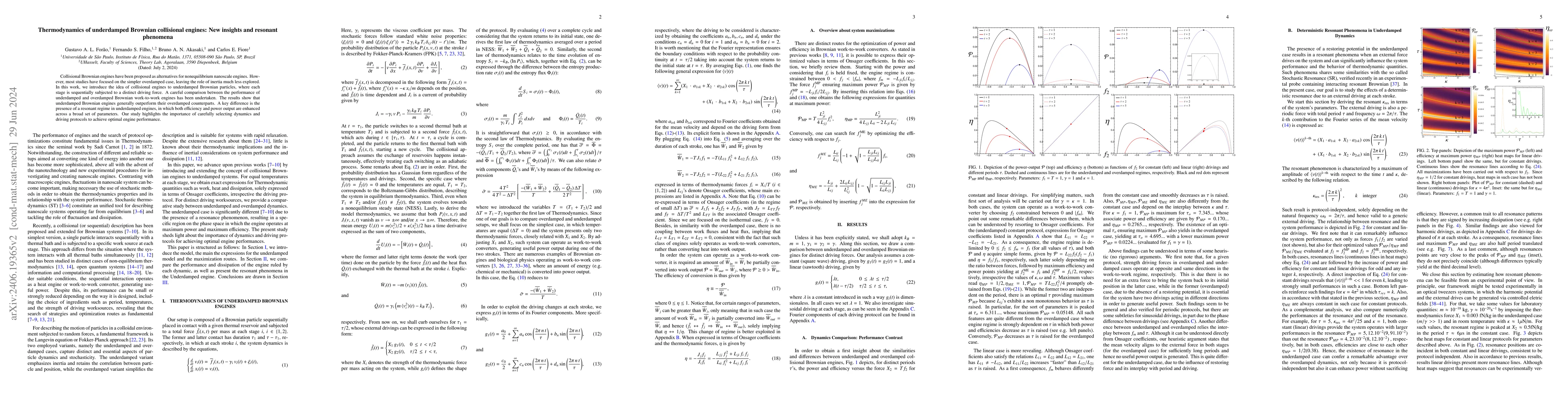 Thumbnail for Thermodynamics of underdamped Brownian collisional engines: New insights
  and resonant phenomena