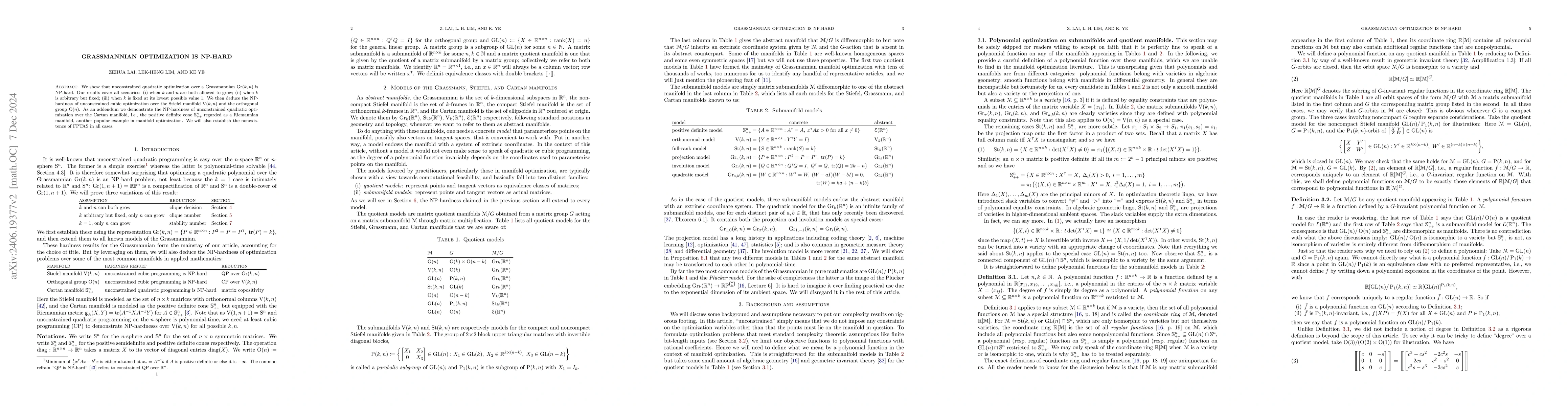 Thumbnail for Grassmannian optimization is NP-hard