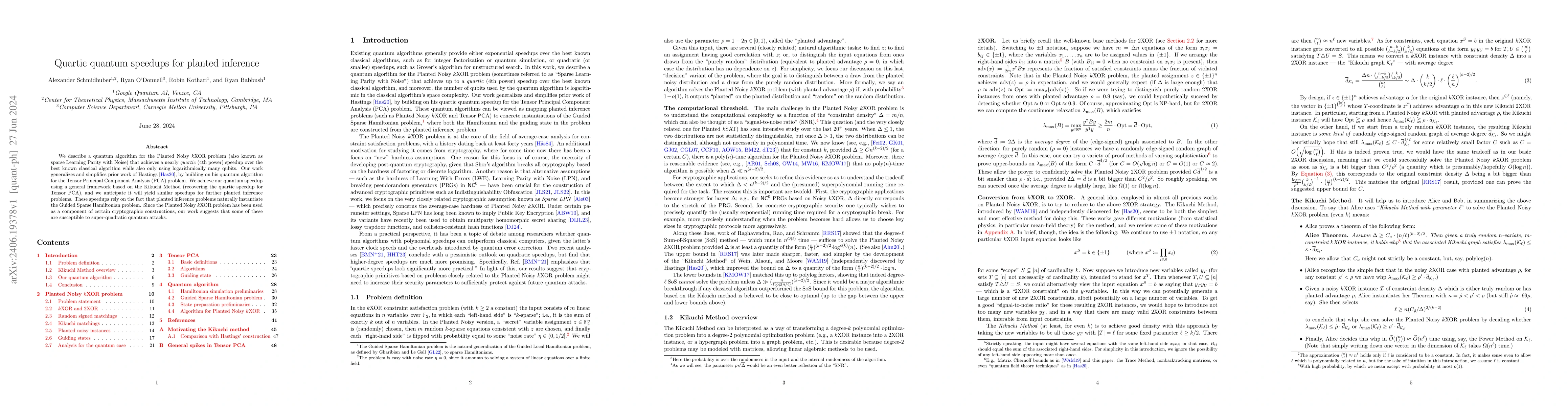 Thumbnail for Quartic quantum speedups for planted inference