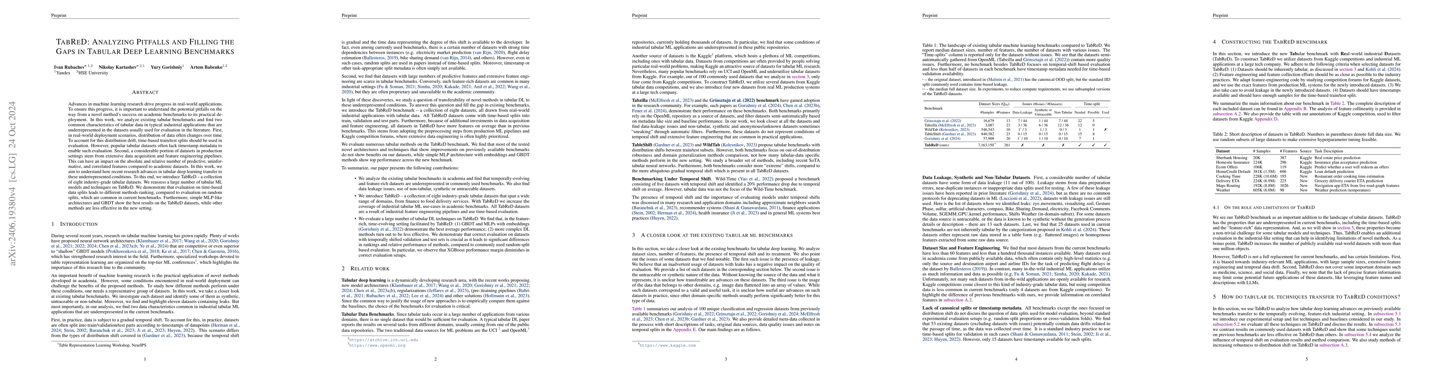 Thumbnail for TabReD: A Benchmark of Tabular Machine Learning in-the-Wild