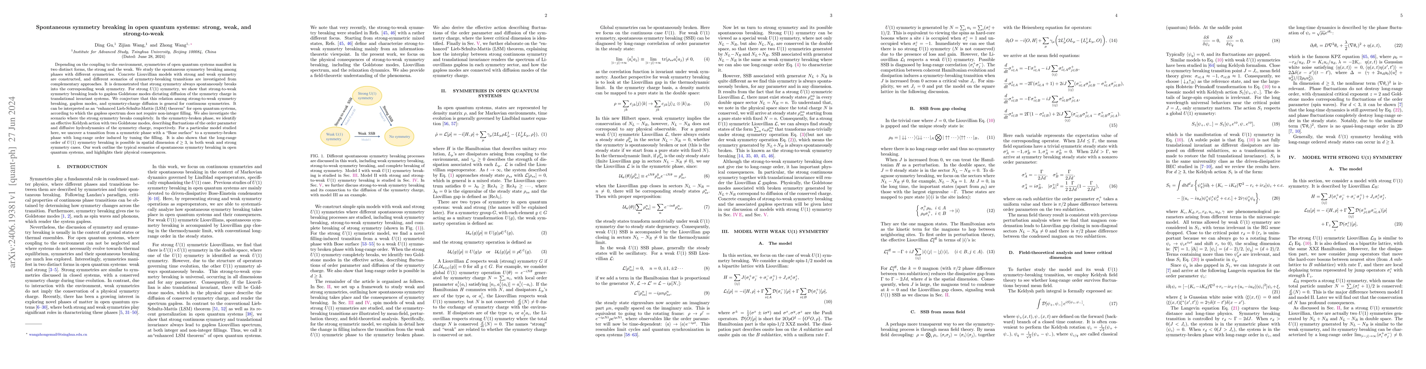 Thumbnail for Spontaneous symmetry breaking in open quantum systems: strong, weak, and
  strong-to-weak