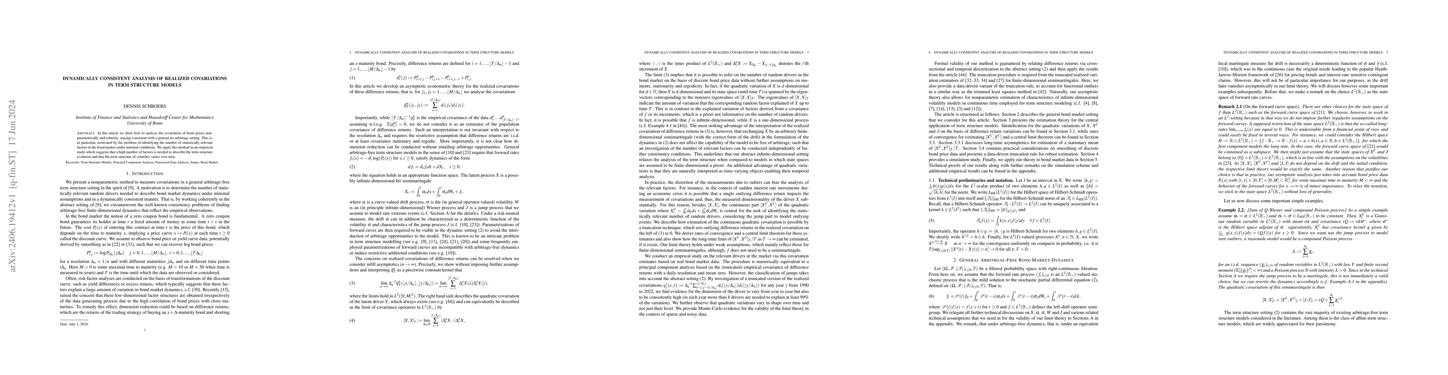 Thumbnail for Dynamically Consistent Analysis of Realized Covariations in Term
  Structure Models