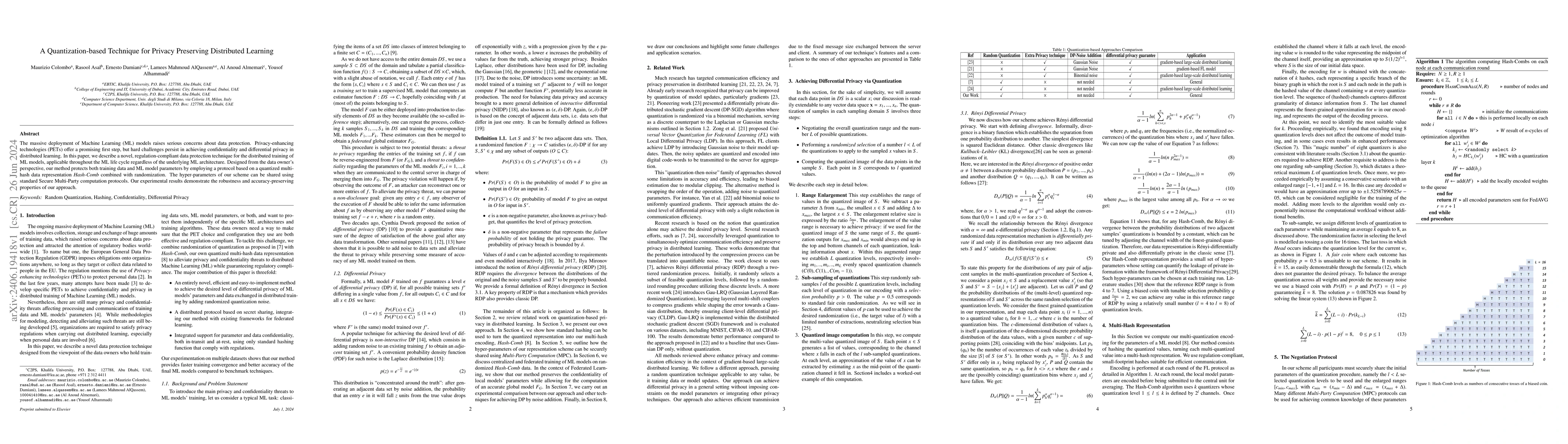 Thumbnail for A Quantization-based Technique for Privacy Preserving Distributed
  Learning