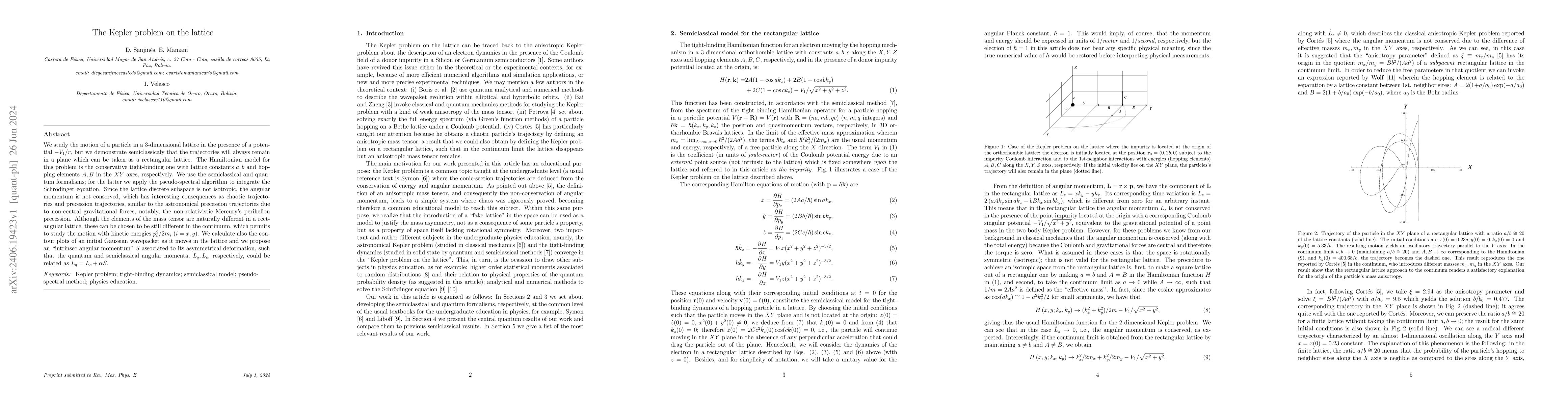 Thumbnail for The Kepler problem on the lattice