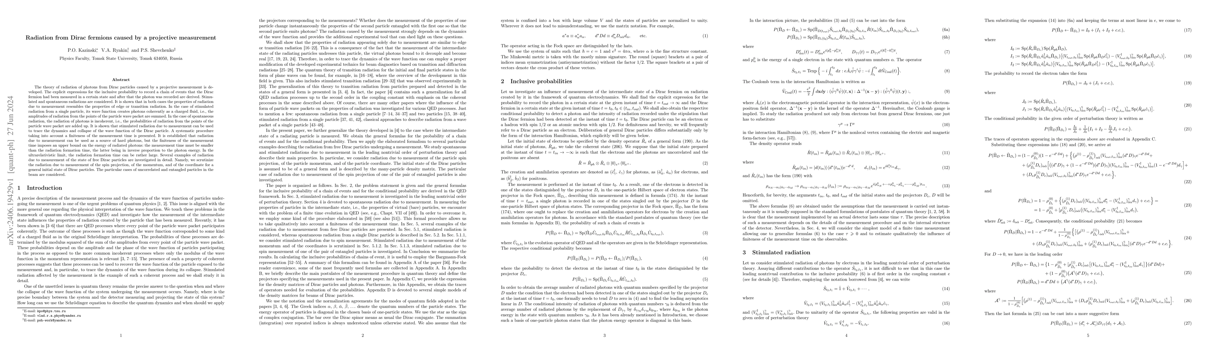 Thumbnail for Radiation from Dirac fermions caused by a projective measurement