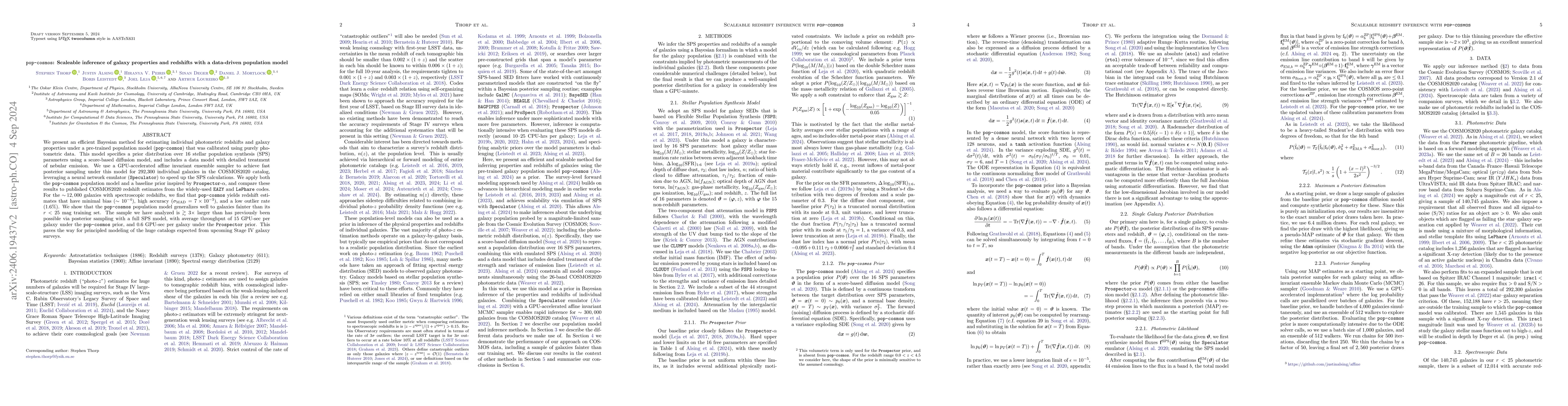 Thumbnail for pop-cosmos: Scaleable inference of galaxy properties and redshifts with
  a data-driven population model