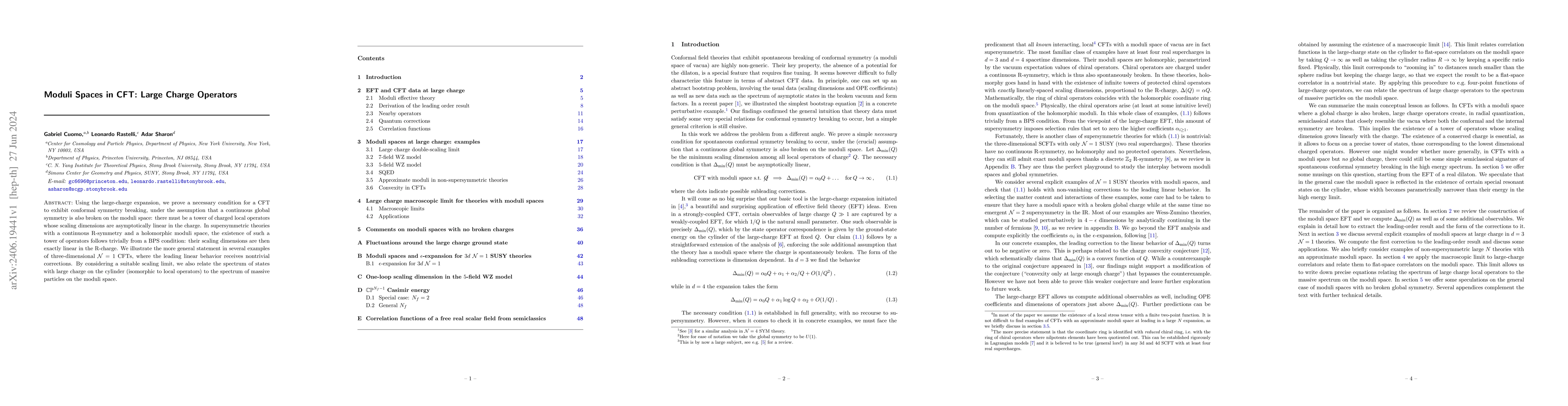 Thumbnail for Moduli Spaces in CFT: Large Charge Operators