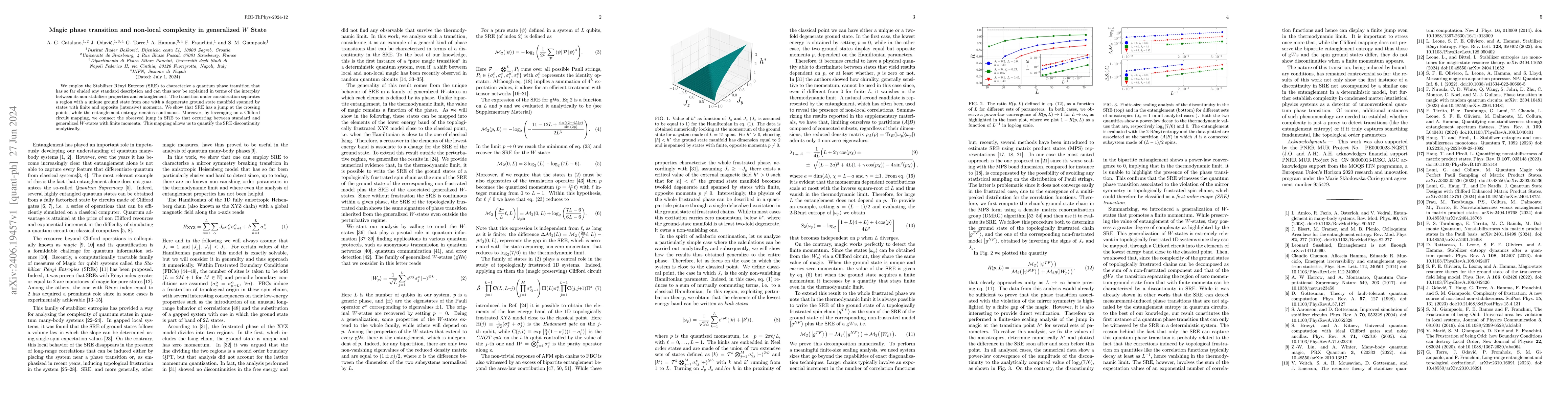 Thumbnail for Magic phase transition and non-local complexity in generalized $W$ State