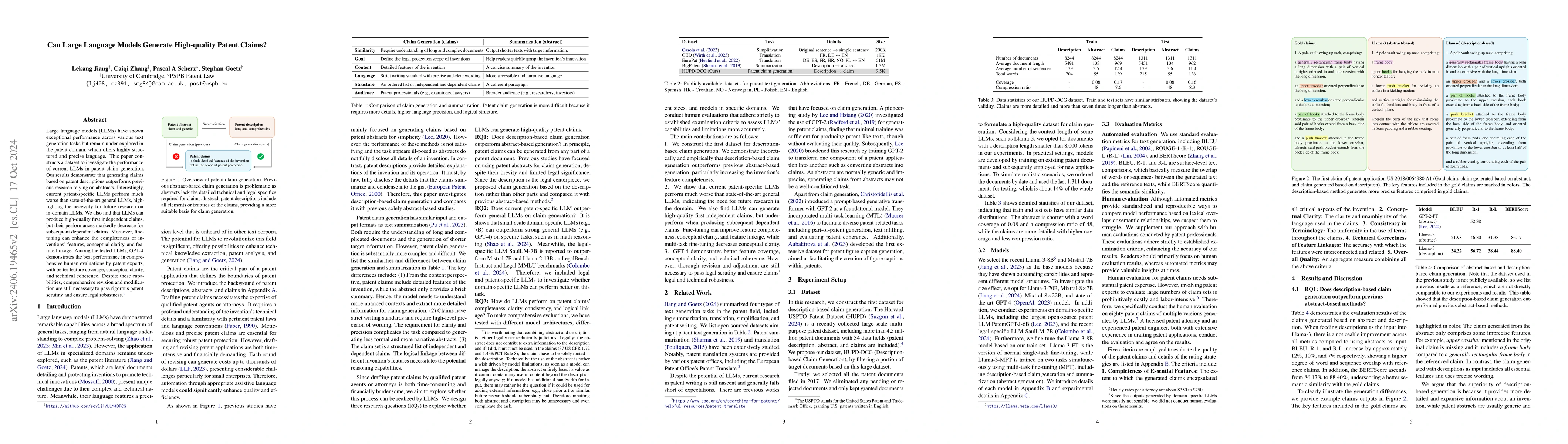 Thumbnail for Can Large Language Models Generate High-quality Patent Claims?