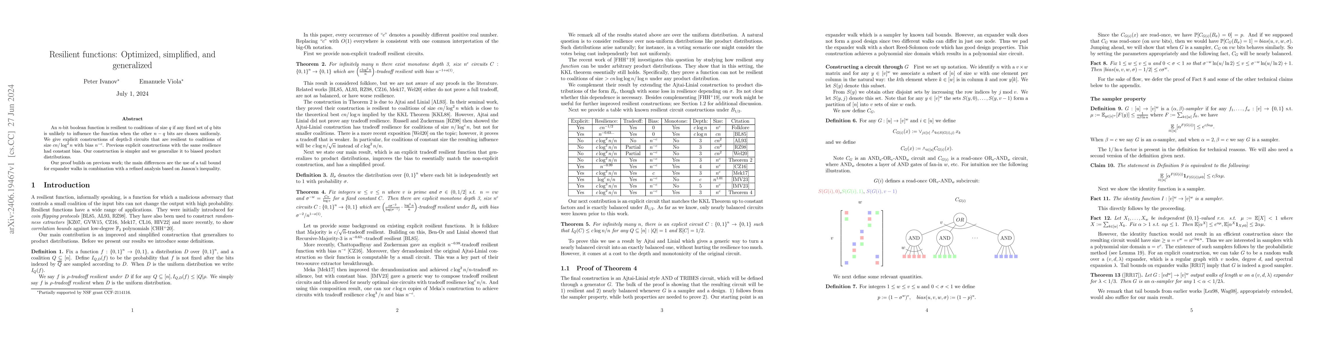 Thumbnail for Resilient functions: Optimized, simplified, and generalized