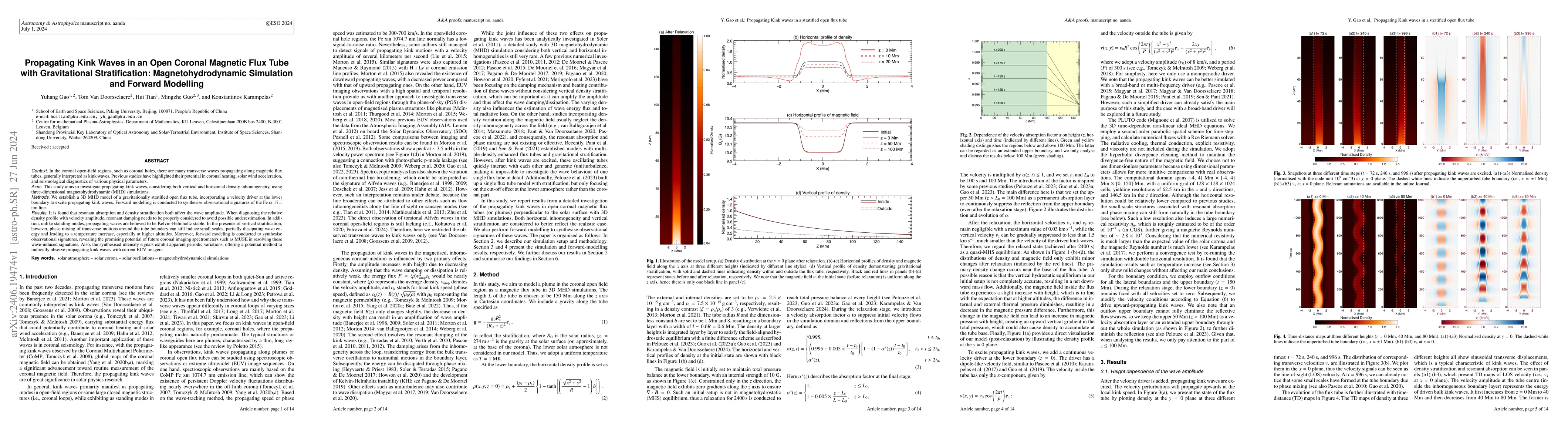 Thumbnail for Propagating Kink Waves in an Open Coronal Magnetic Flux Tube with
  Gravitational Stratification: Magnetohydrodynamic Simulation and Forward
  Modelling
