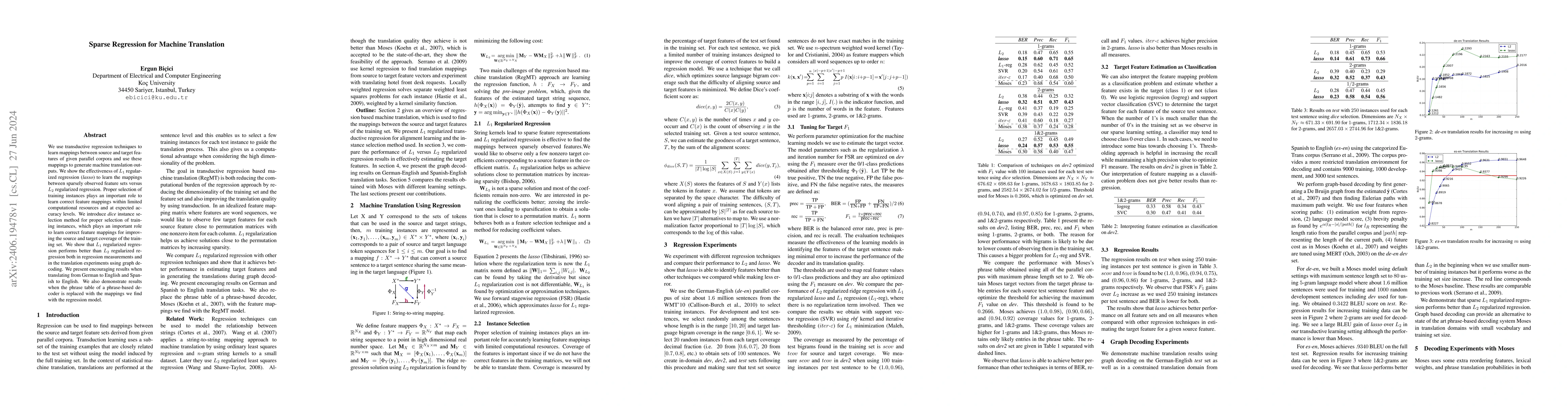 Thumbnail for Sparse Regression for Machine Translation