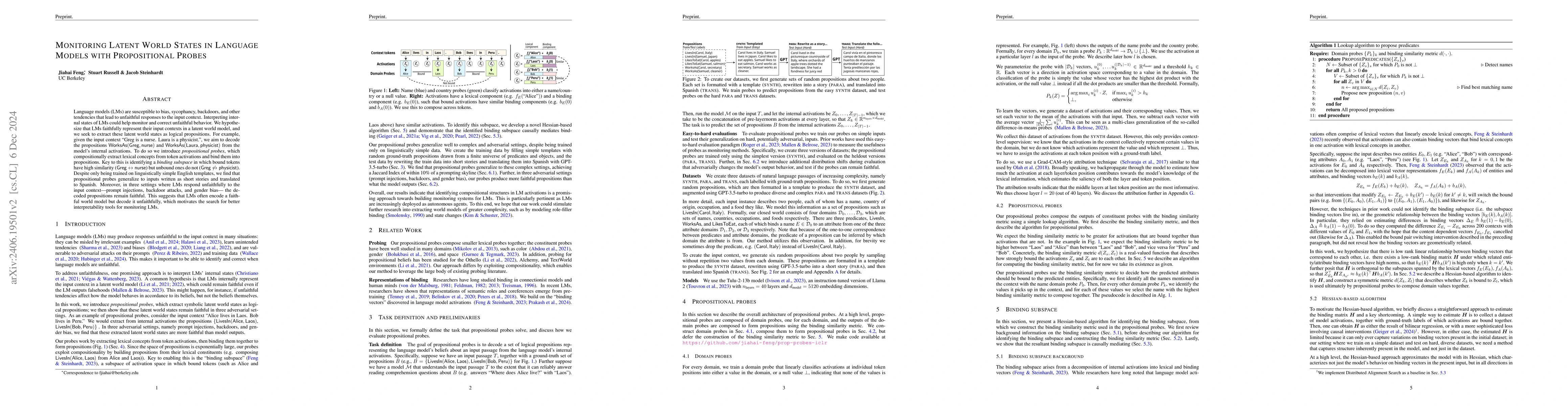 Thumbnail for Monitoring Latent World States in Language Models with Propositional
  Probes