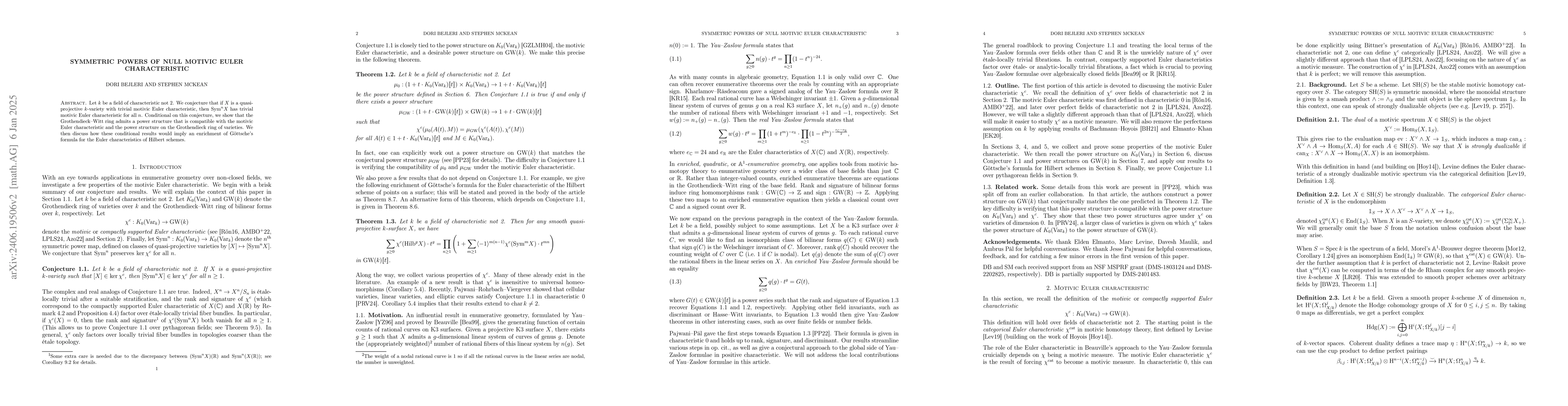 Thumbnail for Symmetric powers of null motivic Euler characteristic