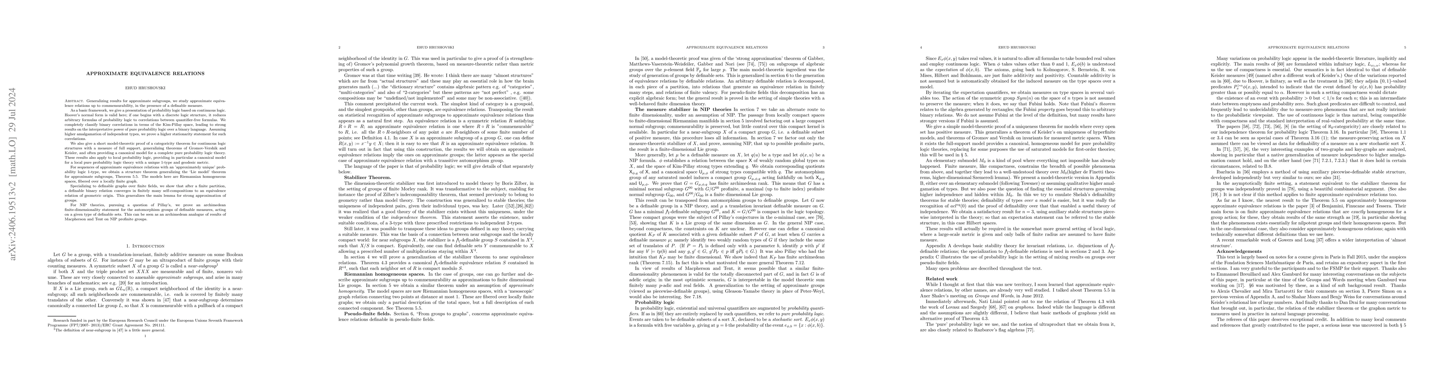 Thumbnail for Approximate equivalence relations