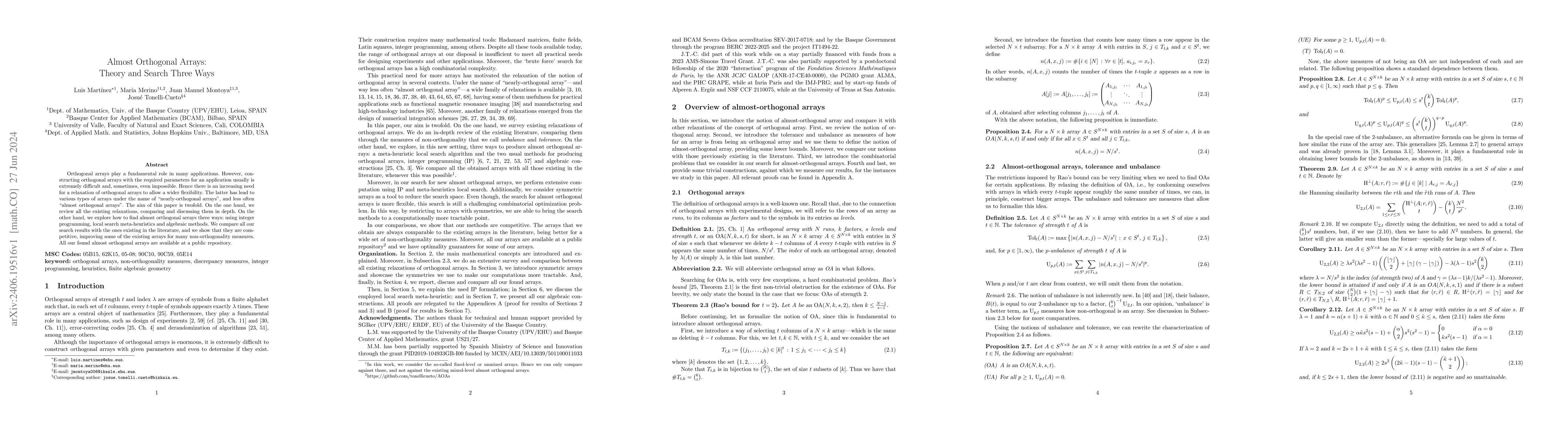 Thumbnail for Almost Orthogonal Arrays: Theory and Search Three Ways