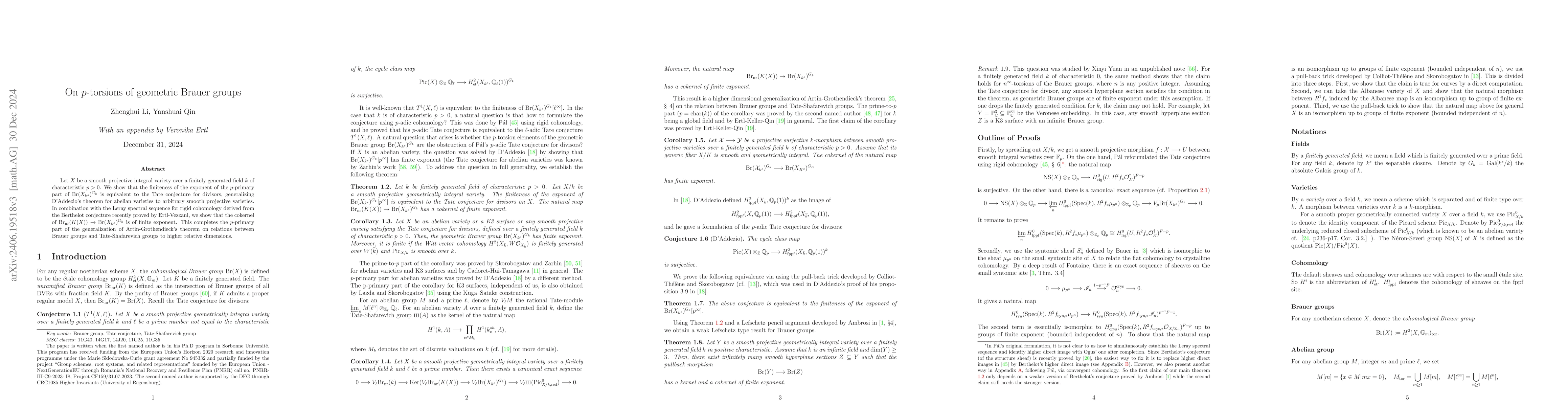 Thumbnail for On p-torsions of geometric Brauer groups