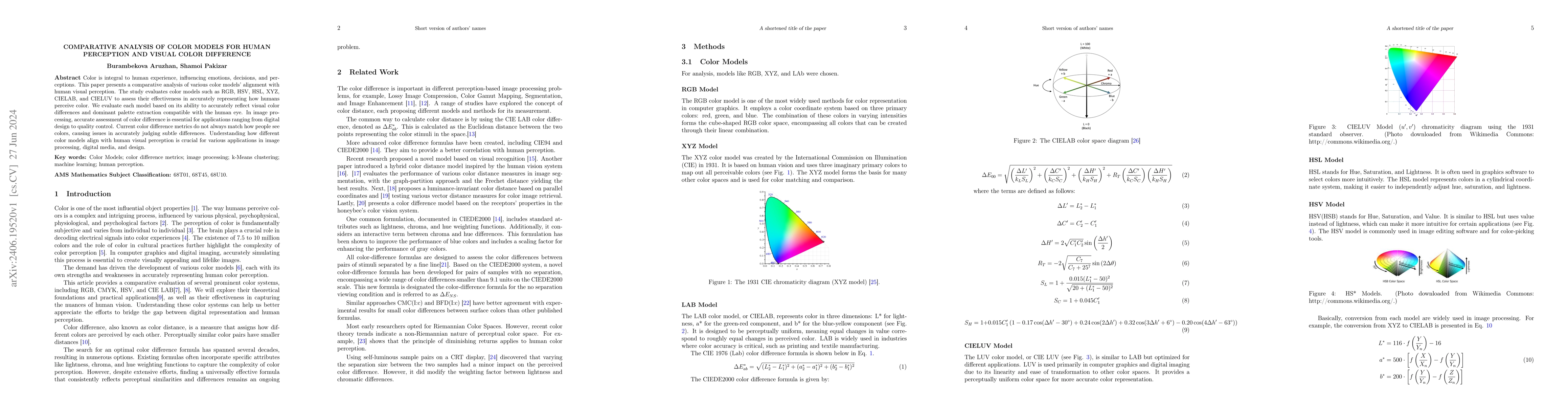 Thumbnail for Comparative Analysis Of Color Models For Human Perception And Visual
  Color Difference