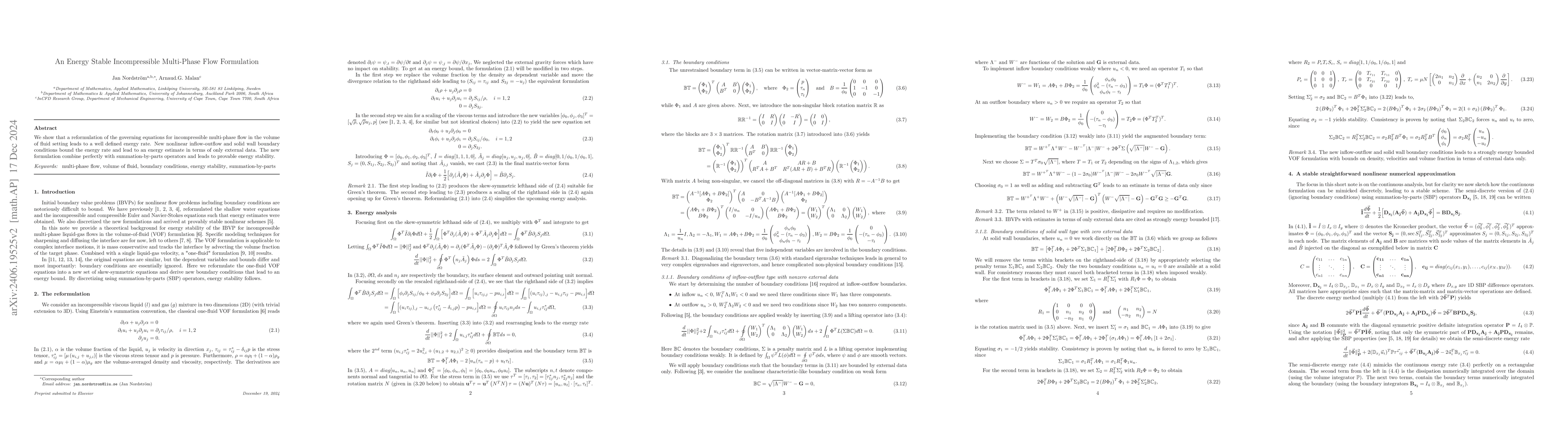 Thumbnail for An Energy Stable Nonlinear Incompressible Multi-Phase Flow Formulation
