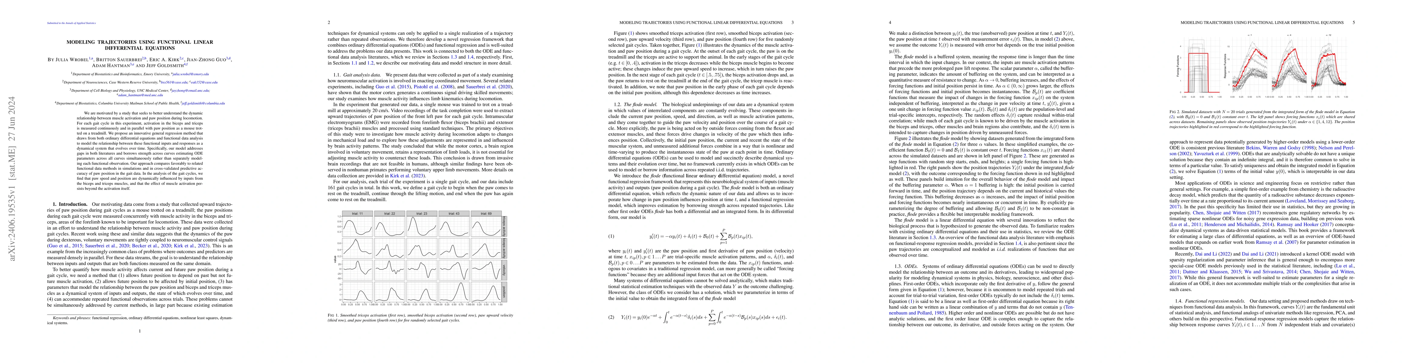 Thumbnail for Modeling trajectories using functional linear differential equations