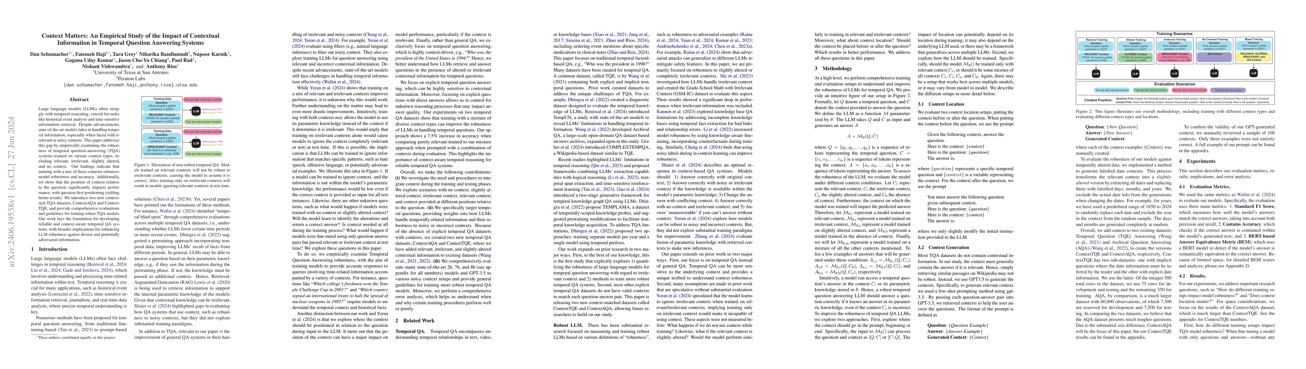 Thumbnail for Context Matters: An Empirical Study of the Impact of Contextual
  Information in Temporal Question Answering Systems
