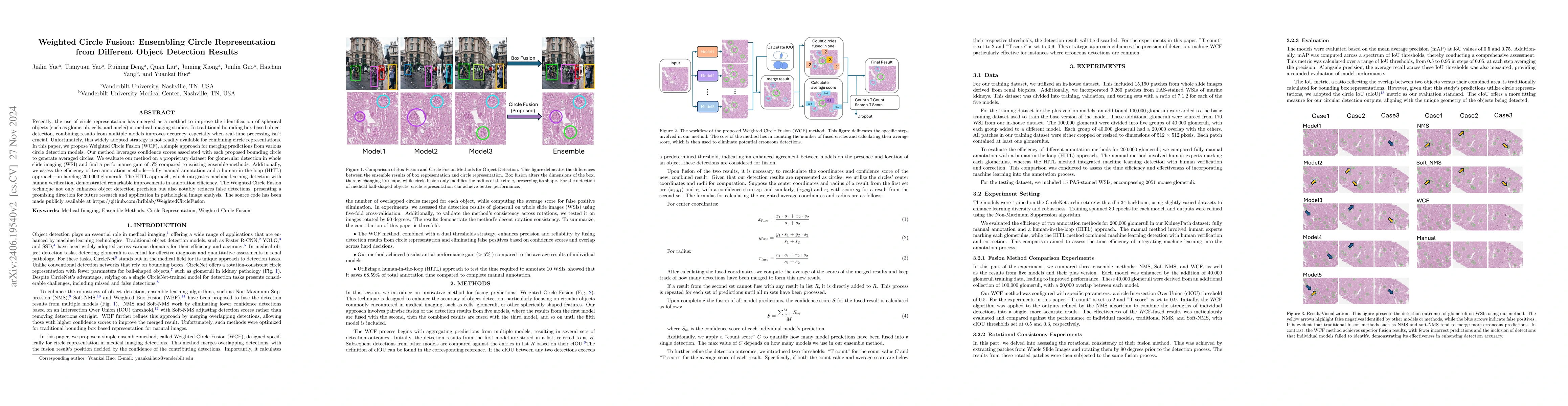 Thumbnail for Weighted Circle Fusion: Ensembling Circle Representation from Different
  Object Detection Results