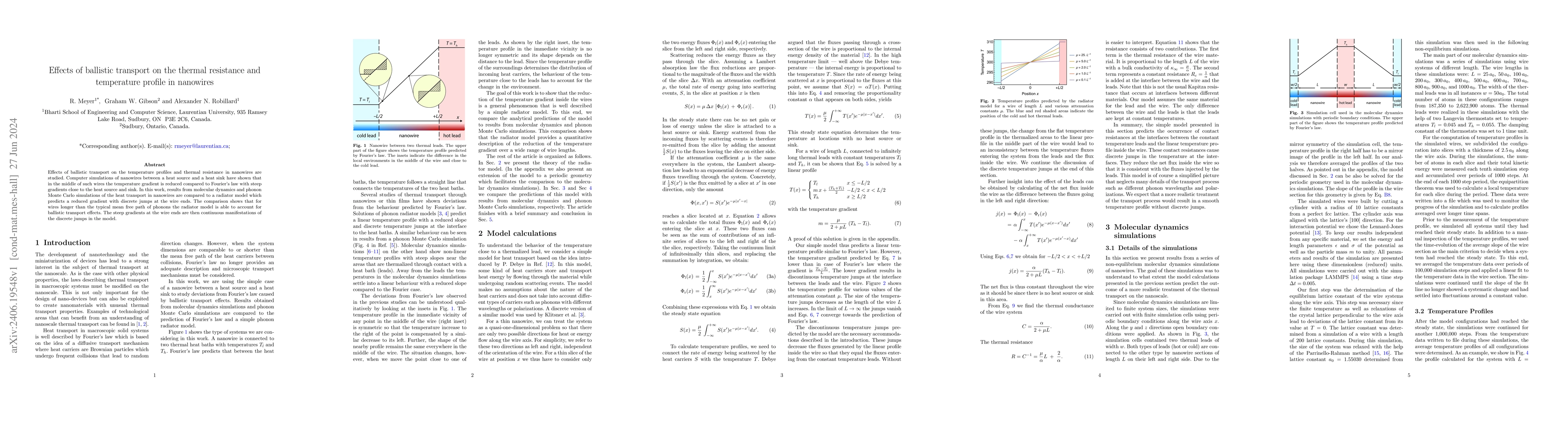 Thumbnail for Effects of ballistic transport on the thermal resistance and temperature
  profile in nanowires