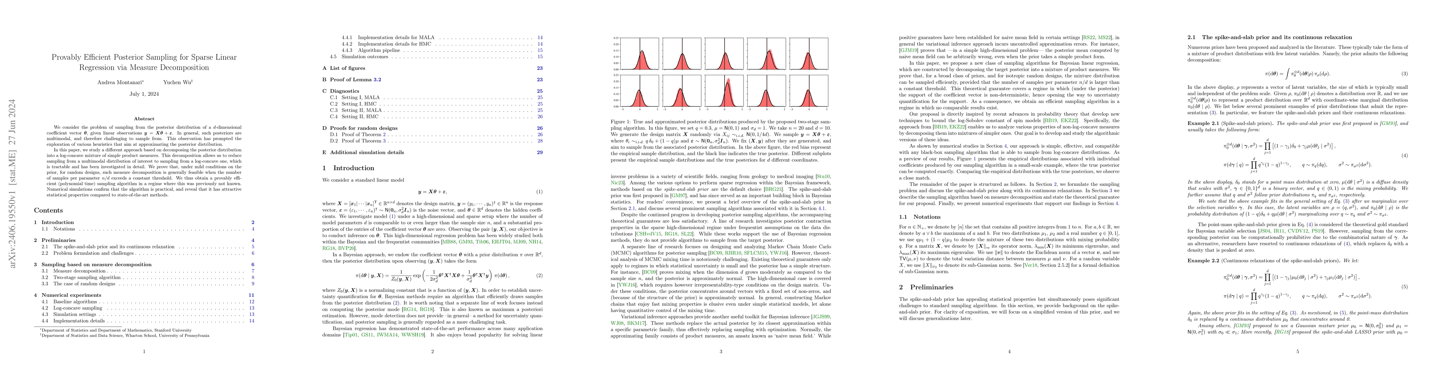 Thumbnail for Provably Efficient Posterior Sampling for Sparse Linear Regression via
  Measure Decomposition