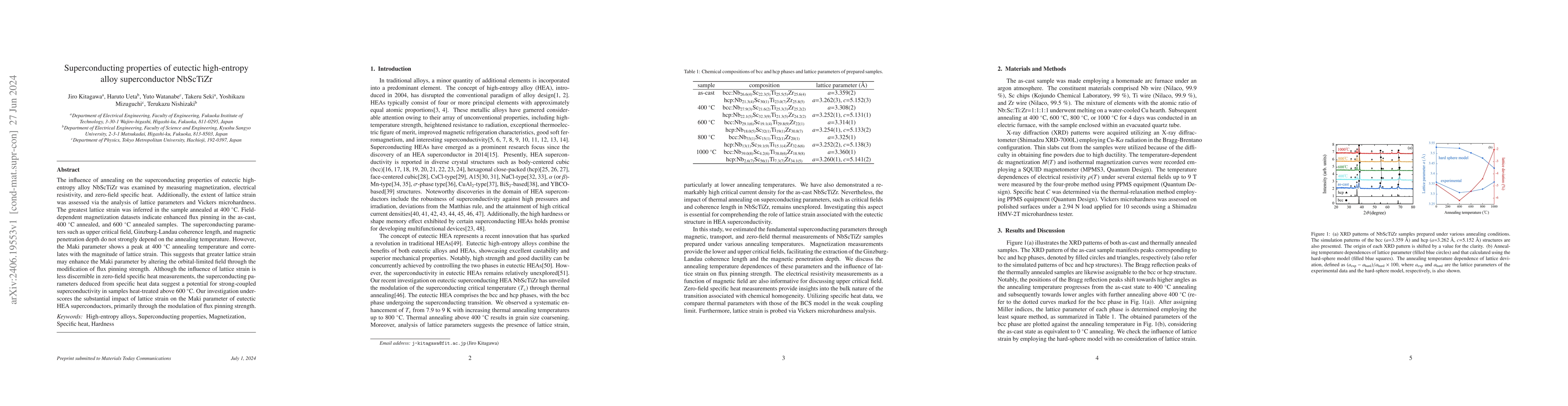 Thumbnail for Superconducting properties of eutectic high-entropy alloy superconductor
  NbScTiZr