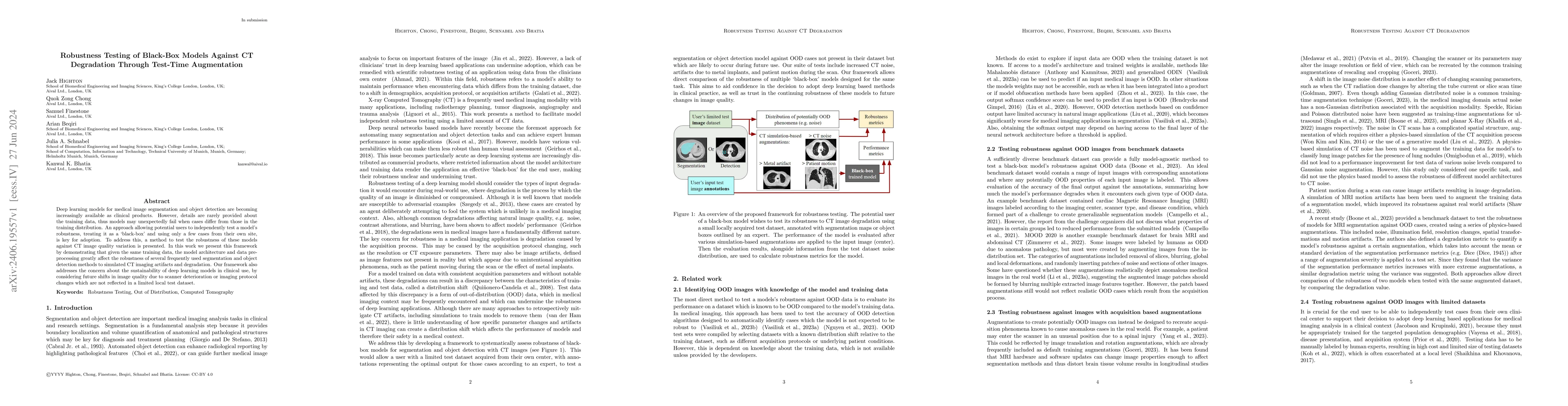 Thumbnail for Robustness Testing of Black-Box Models Against CT Degradation Through
  Test-Time Augmentation