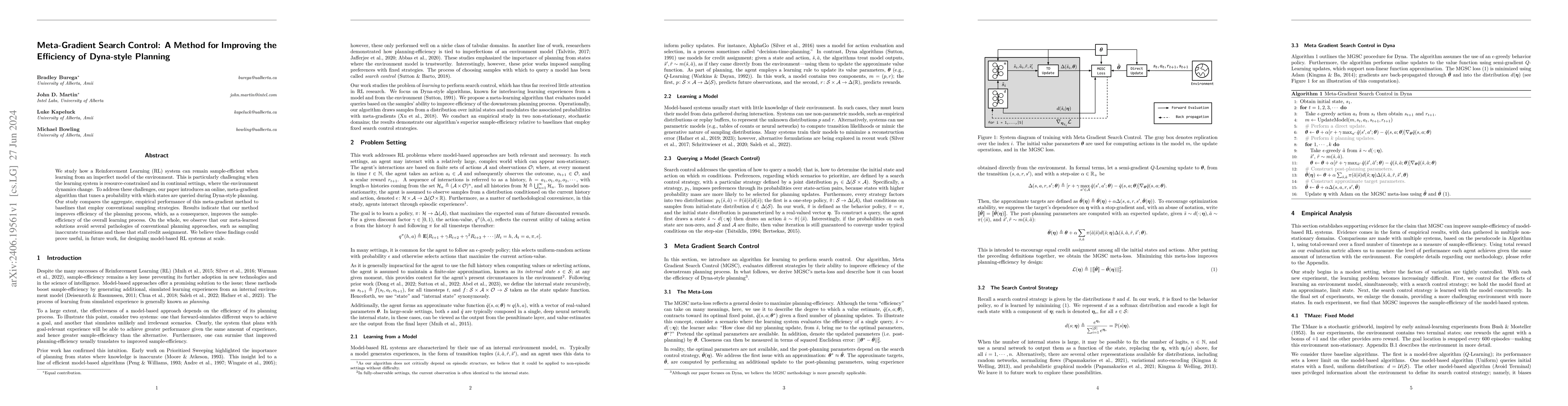 Thumbnail for Meta-Gradient Search Control: A Method for Improving the Efficiency of
  Dyna-style Planning