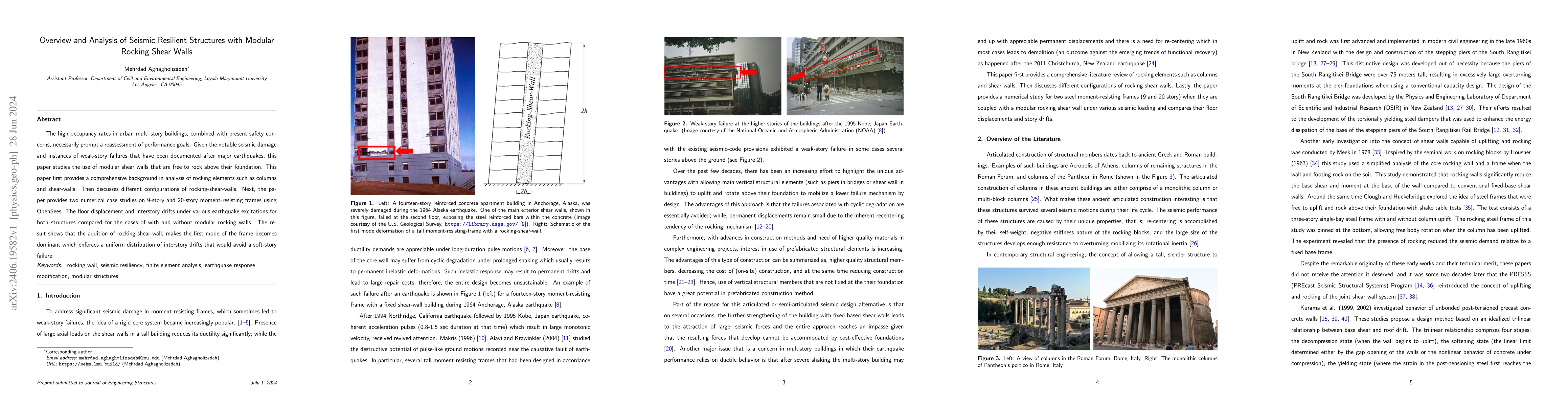 Thumbnail for Overview and Analysis of Seismic Resilient Structures with Modular
  Rocking Shear Walls