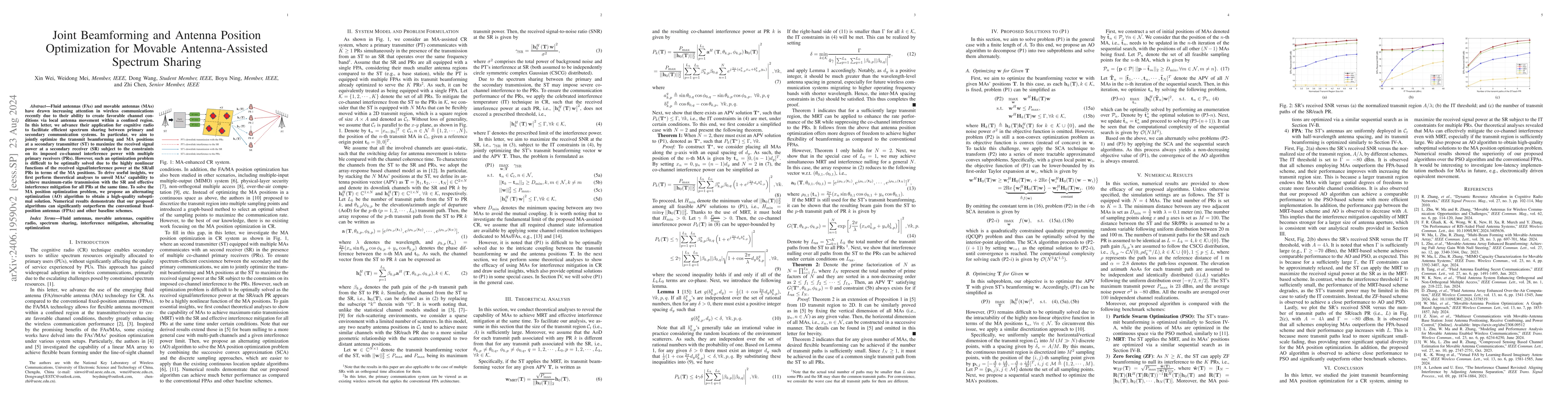 Thumbnail for Joint Beamforming and Antenna Position Optimization for Movable
  Antenna-Assisted Spectrum Sharing