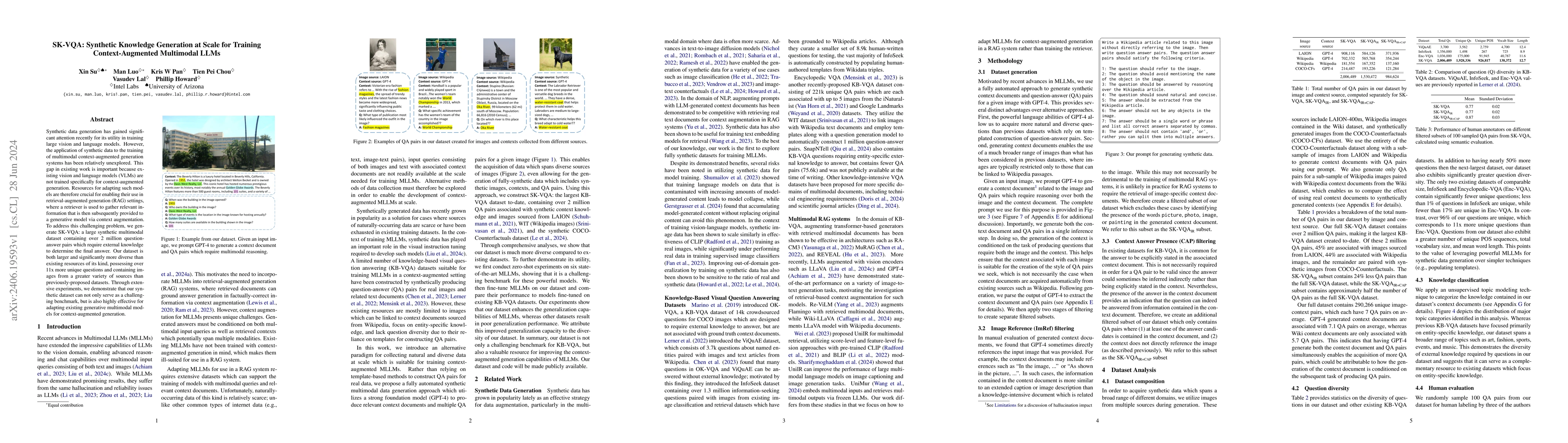 Thumbnail for SK-VQA: Synthetic Knowledge Generation at Scale for Training
  Context-Augmented Multimodal LLMs