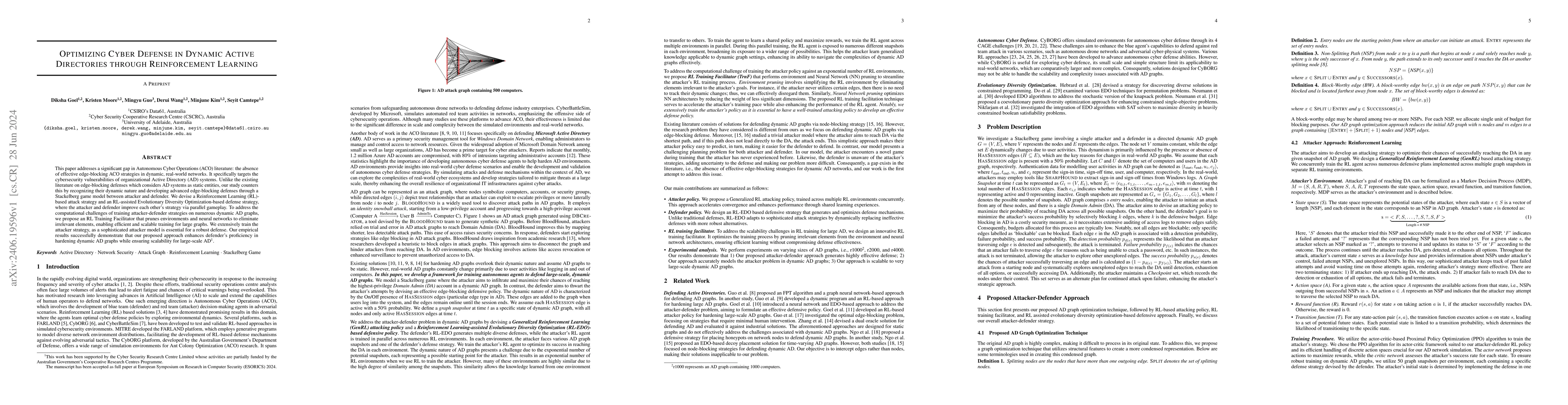 Thumbnail for Optimizing Cyber Defense in Dynamic Active Directories through
  Reinforcement Learning