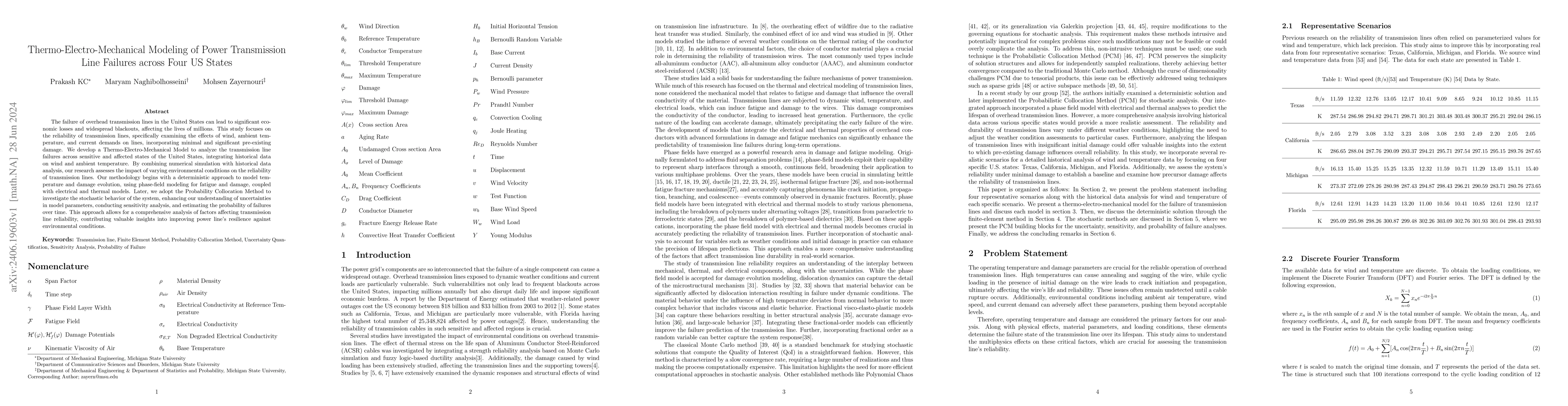 Thumbnail for Thermo-Electro-Mechanical Modeling of Power Transmission Line Failures
  across Four US States