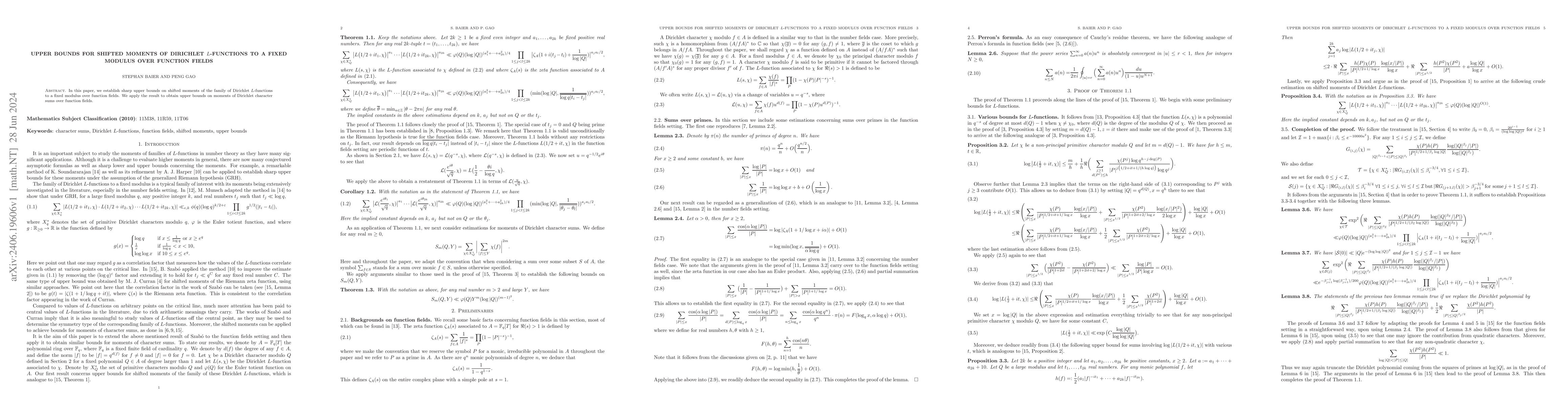 Thumbnail for Upper bounds for shifted moments of Dirichlet $L$-functions to a fixed
  modulus over function fields