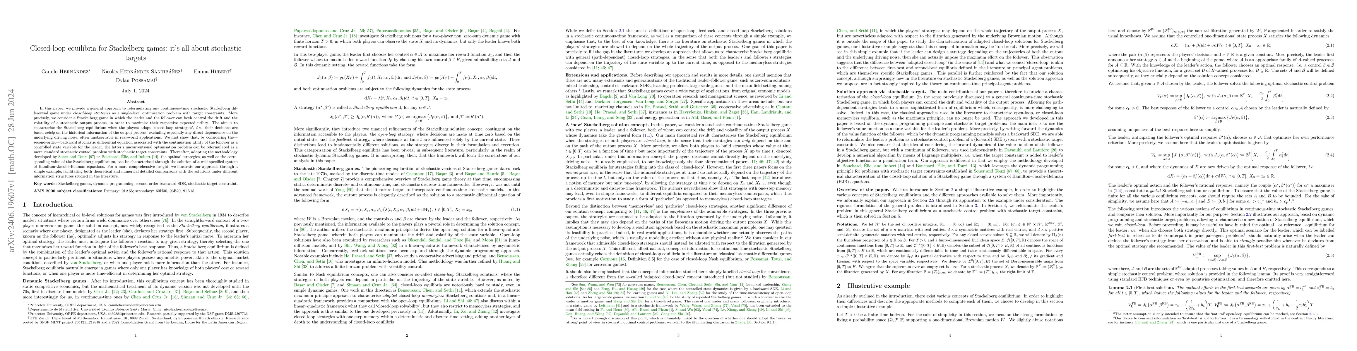 Thumbnail for Closed-loop equilibria for Stackelberg games: it's all about stochastic
  targets