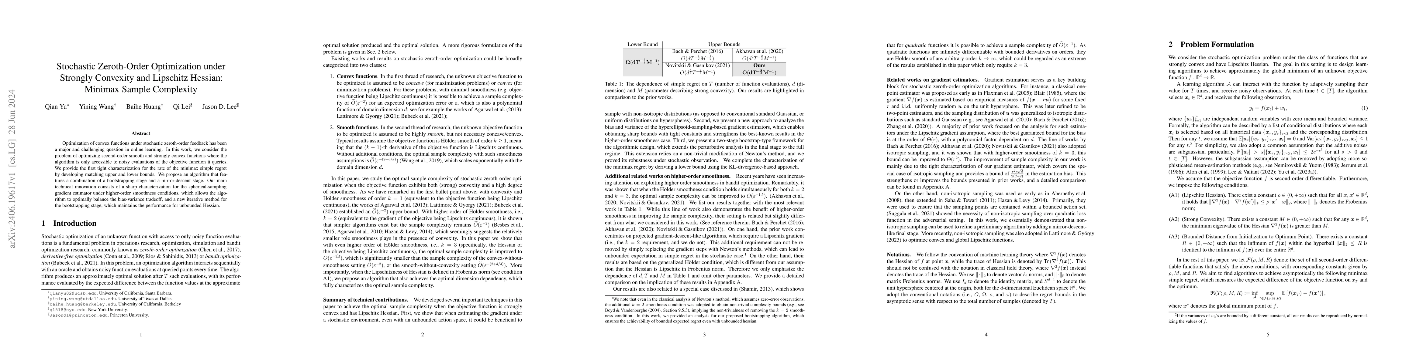 Thumbnail for Stochastic Zeroth-Order Optimization under Strongly Convexity and
  Lipschitz Hessian: Minimax Sample Complexity
