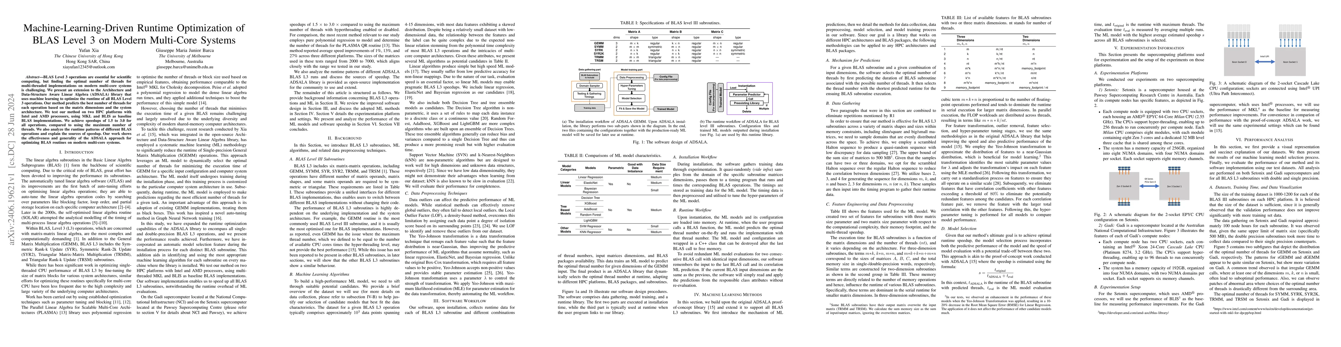 Thumbnail for Machine-Learning-Driven Runtime Optimization of BLAS Level 3 on Modern
  Multi-Core Systems