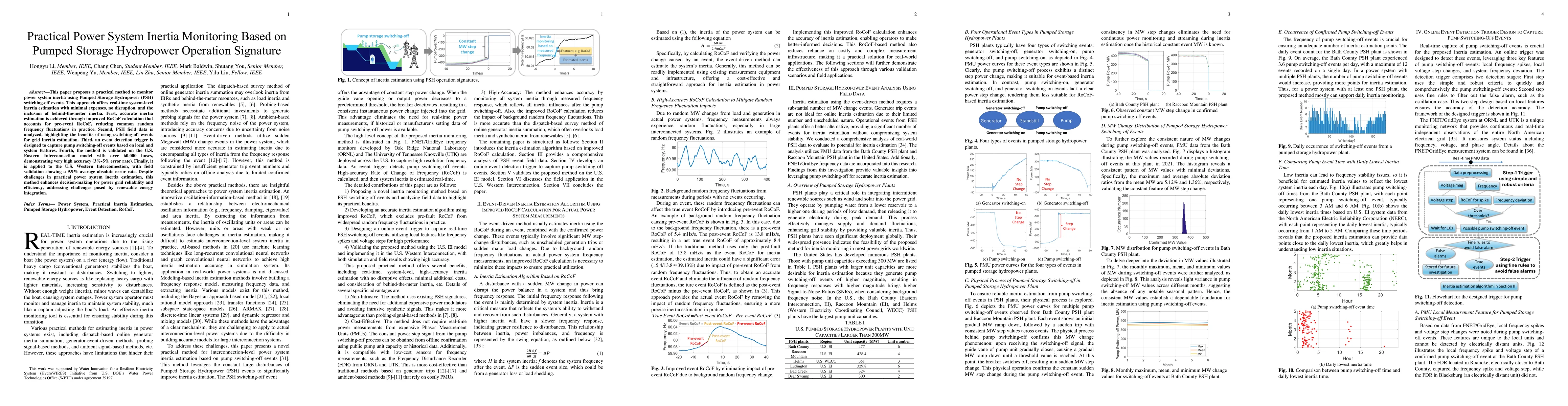 Thumbnail for Practical Power System Inertia Monitoring Based on Pumped Storage
  Hydropower Operation Signature