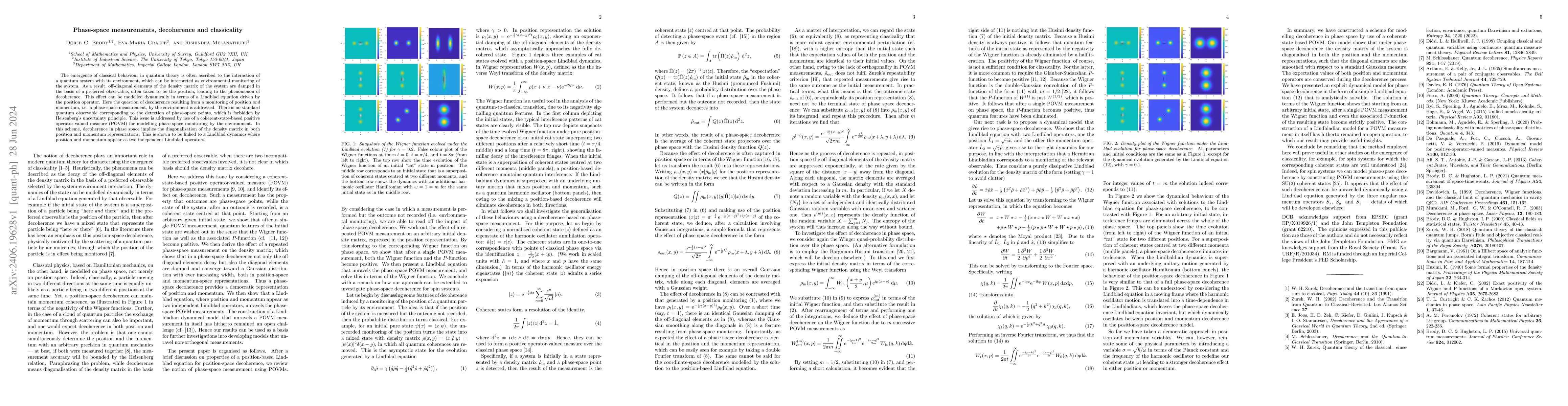 Thumbnail for Phase-space measurements, decoherence and classicality