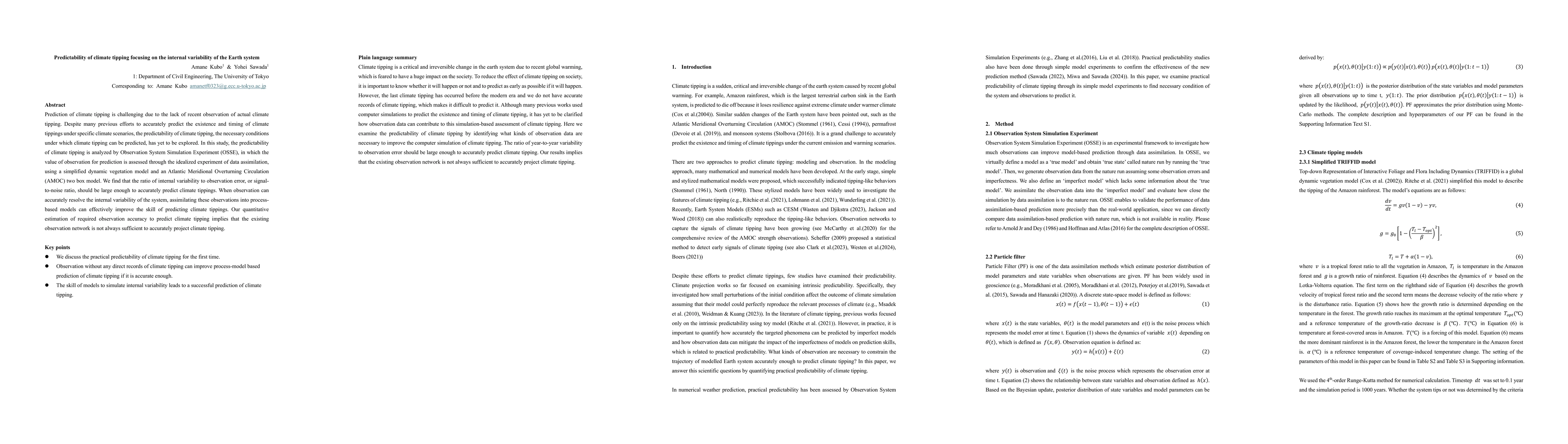 Thumbnail for Predictability of climate tipping focusing on the internal variability
  of the Earth system