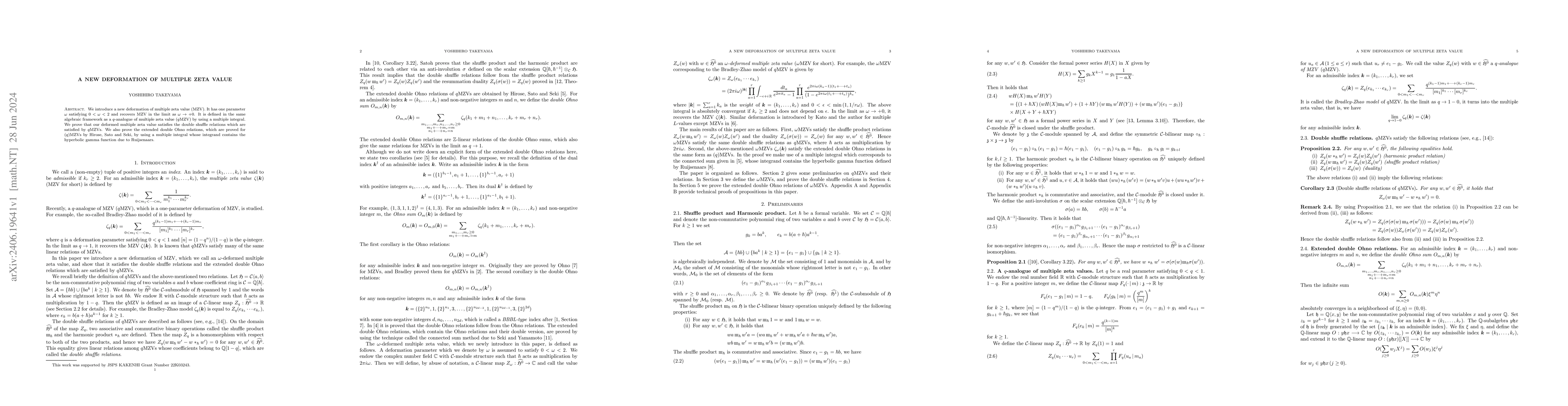 Thumbnail for A new deformation of multiple zeta value