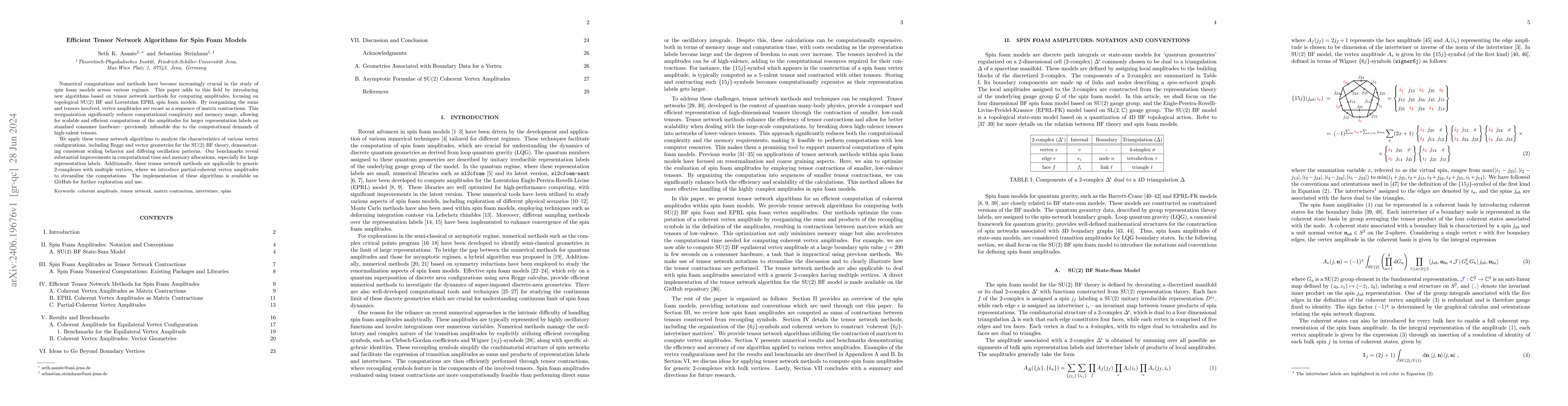 Thumbnail for Efficient Tensor Network Algorithms for Spin Foam Models