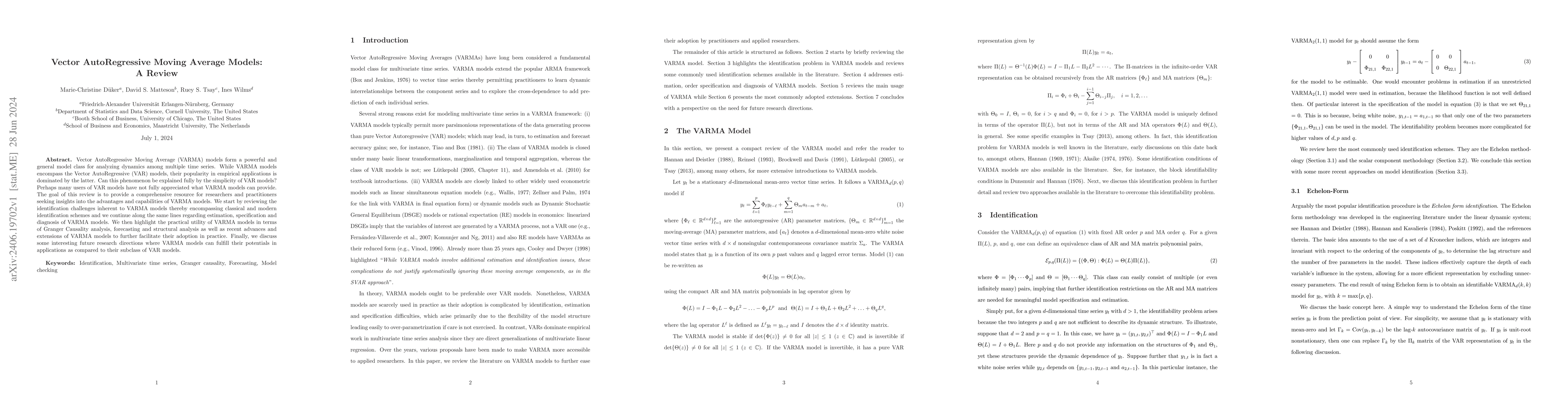 Thumbnail for Vector AutoRegressive Moving Average Models: A Review