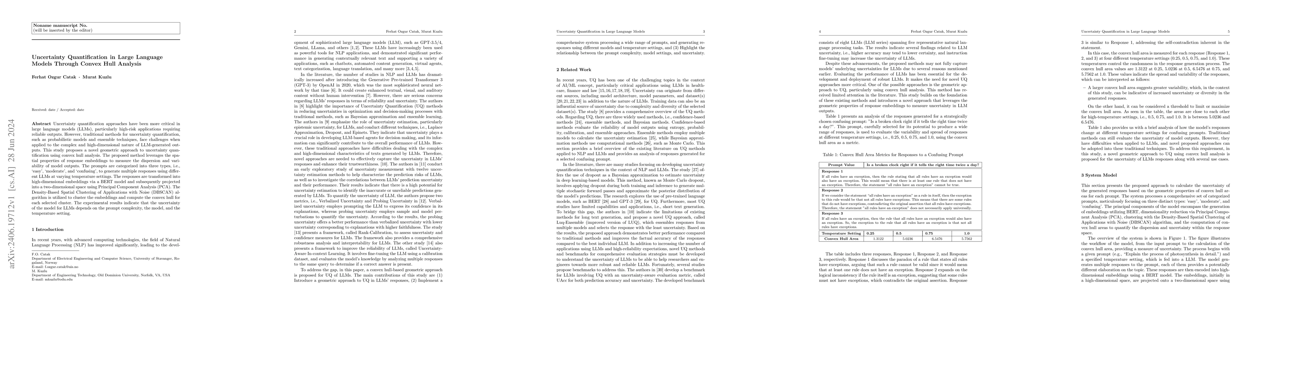 Thumbnail for Uncertainty Quantification in Large Language Models Through Convex Hull
  Analysis