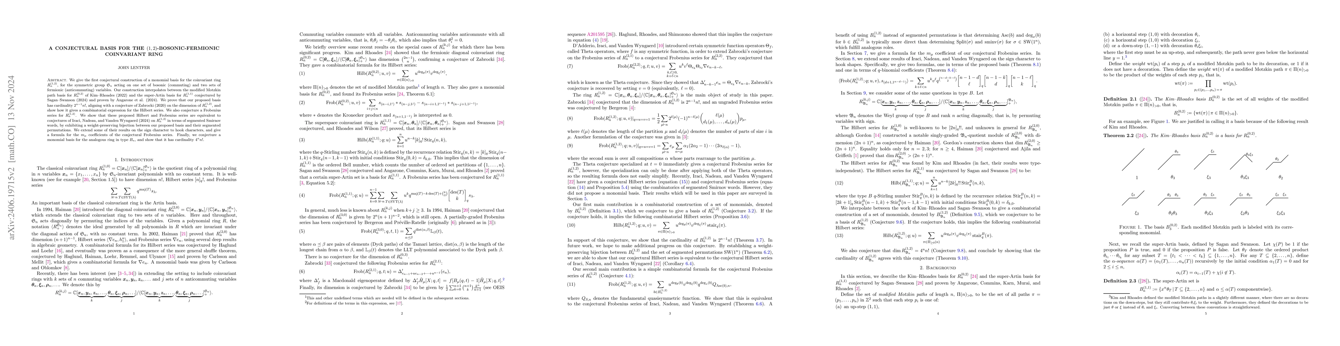 Thumbnail for A conjectural basis for the $(1,2)$-bosonic-fermionic coinvariant ring