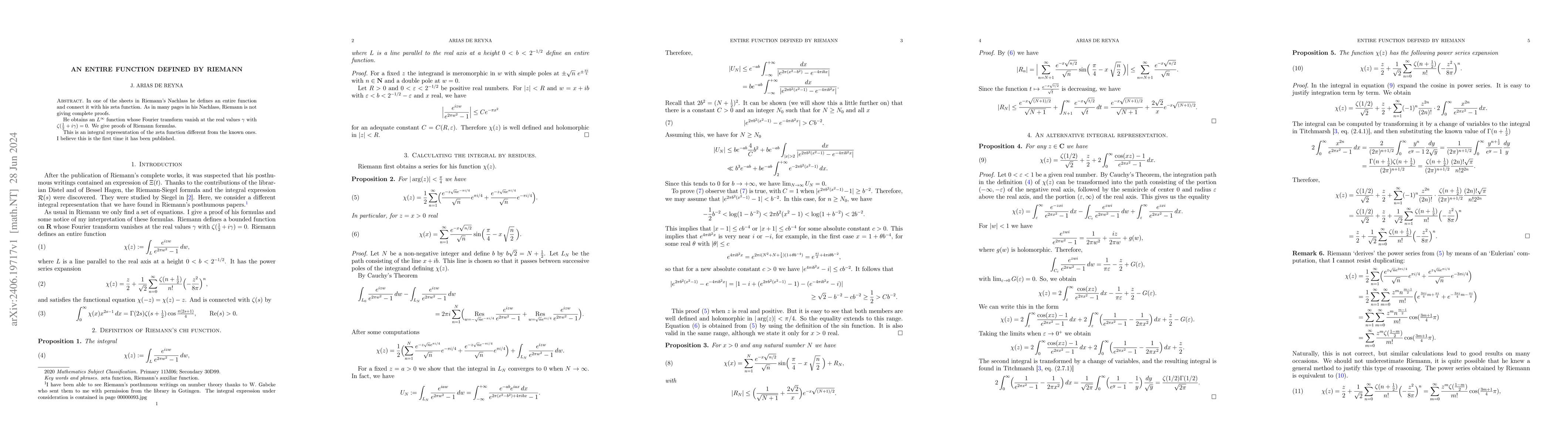 Thumbnail for An entire function defined by Riemann